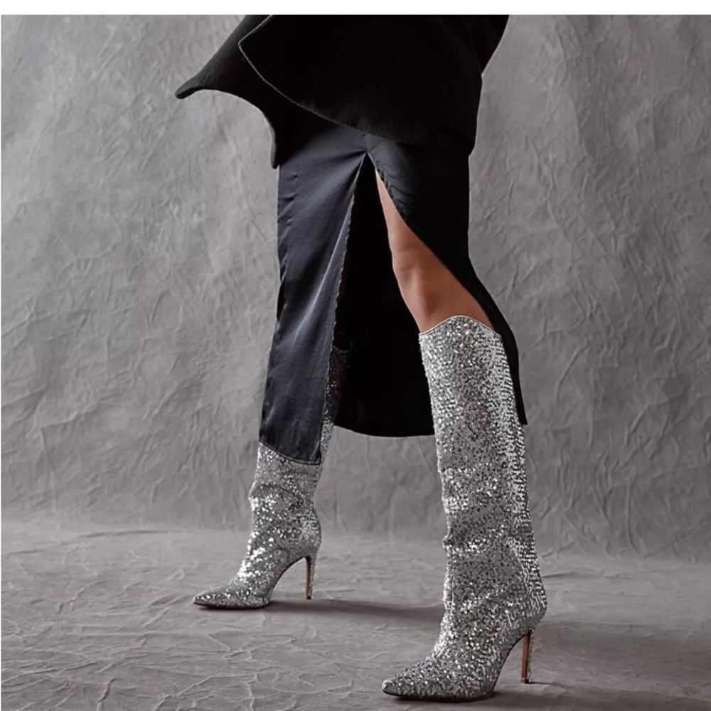 Free People x Vicenza After Midnight Sequin Tall Heels size 11
